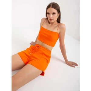 Basic Orange High-Waisted Sweatshirt Shorts by RUE PARIS