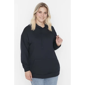 Trendyol Curve Plus Size Sweatshirt - Navy blue - Regular fit