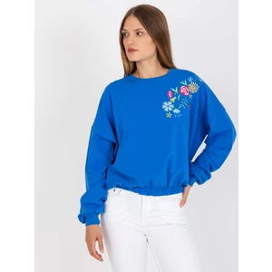 Dark blue cotton sweatshirt RUE PARIS without hood