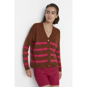 Trendyol Brown Striped Knitwear Cardigan