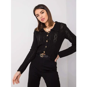 RUE PARIS Black button-up sweater