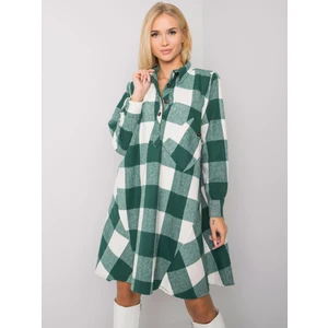 Green and white plaid shirt dress by Sovvina