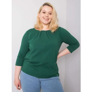 Dark green plus size cotton blouse