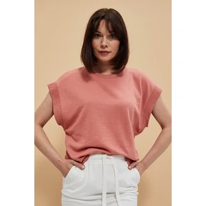 Sweatshirt with short sleeves - coral