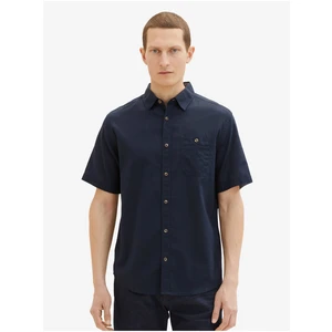 Dark blue men's linen shirt Tom Tailor - Men