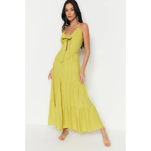 Trendyol Oil Green Maxi Woven Backless Beach Dress