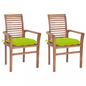 Zahradní jídelní židle s poduškou 2 ks teak Dekorhome Limetková,Zahradní jídelní židle s poduškou 2 ks teak Dekorhome Limetková