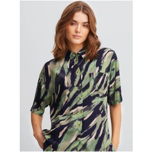 Black and Green Ladies Patterned Shirt Fransa - Women