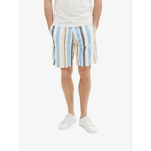 Tom Tailor White and Blue Mens Striped Shorts - Men