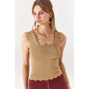 Olalook Women's Mink Collar Detailed Waist Top Knitwear Blouse