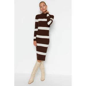 Trendyol Brown Midi Knitwear High Neck Dress