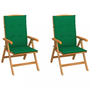 Záhradná stolička 2 ks teak / látka Dekorhome Tmavo zelená,Záhradná stolička 2 ks teak / látka Dekorhome Tmavo zelená