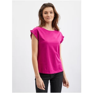 Orsay Dark pink Ladies T-Shirt with Frill - Women
