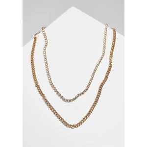 Double-layered gold diamond necklace