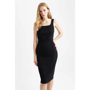 DEFACTO Bodycon Square Collar Camisole Sleeveless Midi Short Sleeve Knitted Dress