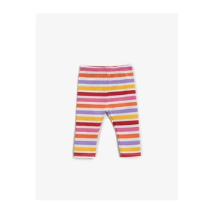 Koton Girls' Ecru Striped Striped Leggings