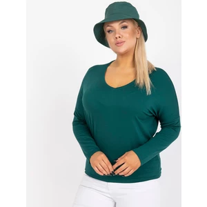 Navy green plain blouse plus size basic V-neck Elisa