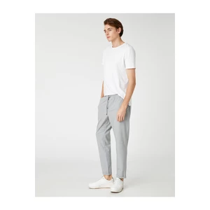 Koton Men's Clothing. Basic Woven Trousers with Tie Waist, Pocket Detailed