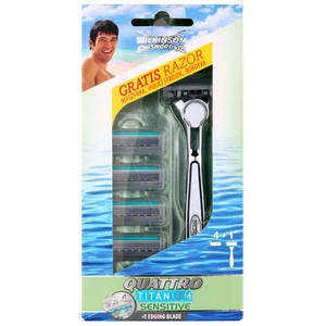 Wilkinson Sword Quattro Titanium Sensitive holiaci strojček náhradné čepieľky 4 ks