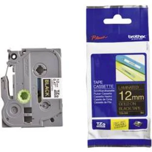 Brother TZ-334 / TZe-334, 12mm x 8m, zlatý tisk / černý podklad, originální páska