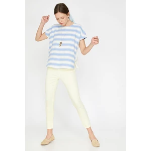 Koton Women's Yellow Normal Waist Slim Fit Pocket Detailed Trousers