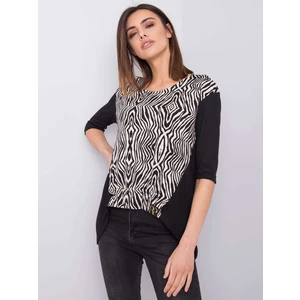 Black and white blouse with Alayah RUE PARIS patterns