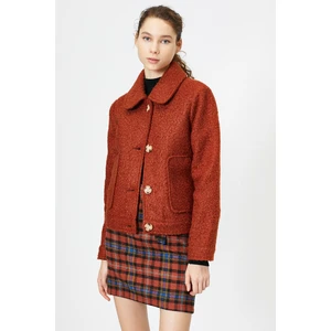 Koton Women's Red Button Detailed Coat