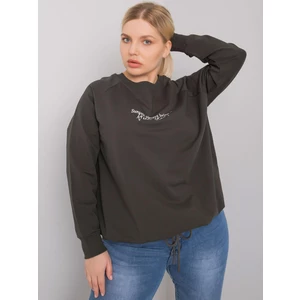 Dark khaki plus size sweatshirt with Marlow slogan