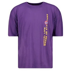 Trendyol Purple Men's Oversize Fit Crew Neck Short Sleeve Printed T-Shirt