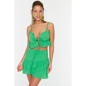 Trendyol Green Flywheel Detailed Blouse-Skirt Set