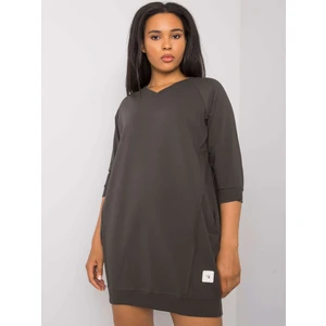 Dark khaki plus size dress with pockets