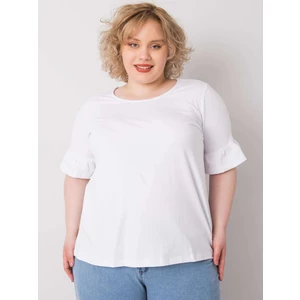 Plus size white blouse with decorative sleeves
