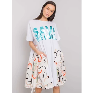White and beige dress with the Ebba inscription