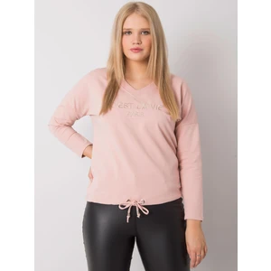 Dusty pink oversized women's blouse with an inscription