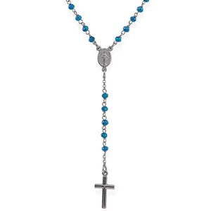 Amen Originální stříbrný náhrdelník s modrými krystaly Rosary CRONBL4