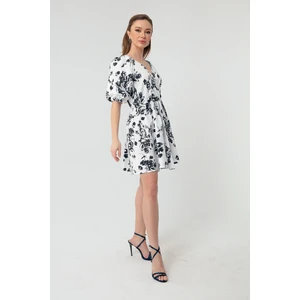Lafaba Women's Black Patterned Double-breasted Dress