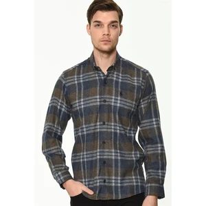 G709 DEWBERRY MEN'S SHIRT-COFFEE-NAVY BLUE