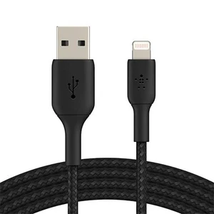 BELKIN kabel oplétaný USB-A - Lightning, 2m, černý