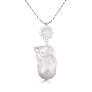 JwL Luxury Pearls Dlouhý ocelový náhrdelník s pravou barokní megaperlou JL0709