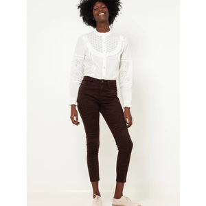 Dark Brown Patterned Shortened Trousers CAMAIEU - Women