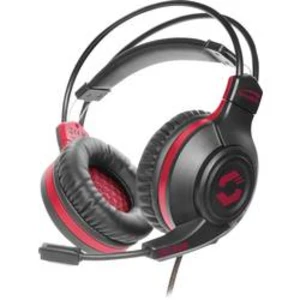 SpeedLink CELSOR herní headset na kabel přes uši, 2x 3,5 mm jack (mic./slu.), černá/červená