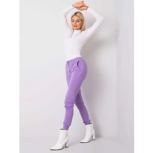 Purple sweatpants with a zip