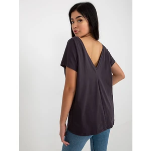 Basic graphite T-shirt with neckline by Fire
