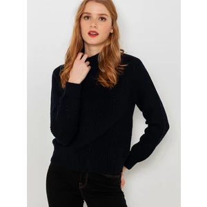 Dark Blue Sweater with Stand-Up Collar CAMAIEU - Women