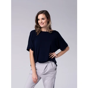 Look Made With Love Woman's Blouse 737 Vneck Navy Blue