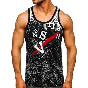 Maiou negru tank top cu imprimeu Bolf 14854