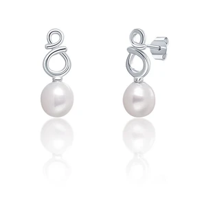 JwL Luxury Pearls Jemné strieborné náušnice s pravými bielymi perlami JL0683
