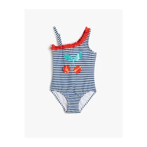 Koton Ruffle Detailed One-Shoulder Swimsuit with Applique Detail.