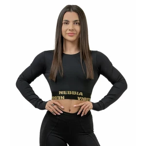 Nebbia Long Sleeve Crop Top INTENSE Perform Black/Gold L T-shirt de fitness