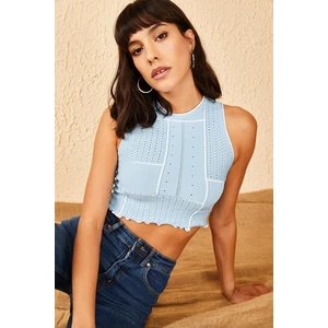 Bianco Lucci Women's Multi-patterned Crop Blouse